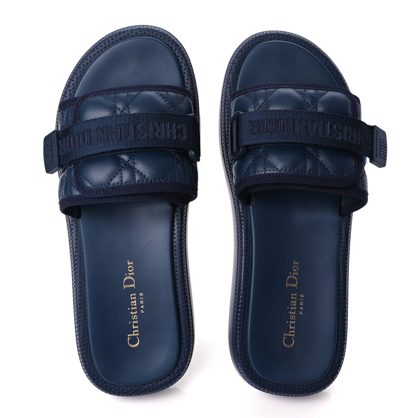 Calfskin Cannage Dioriviera Dio(r)evolution Slide Sandals 41 Blue