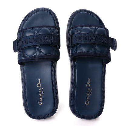Christian Dior Calfskin Cannage Dioriviera Dio(r)evolution Slide Sandals 41 Blue 2 of 9