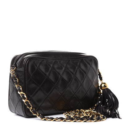 Chanel Lambskin Quilted Tassel Camera Case Black 3 of 12