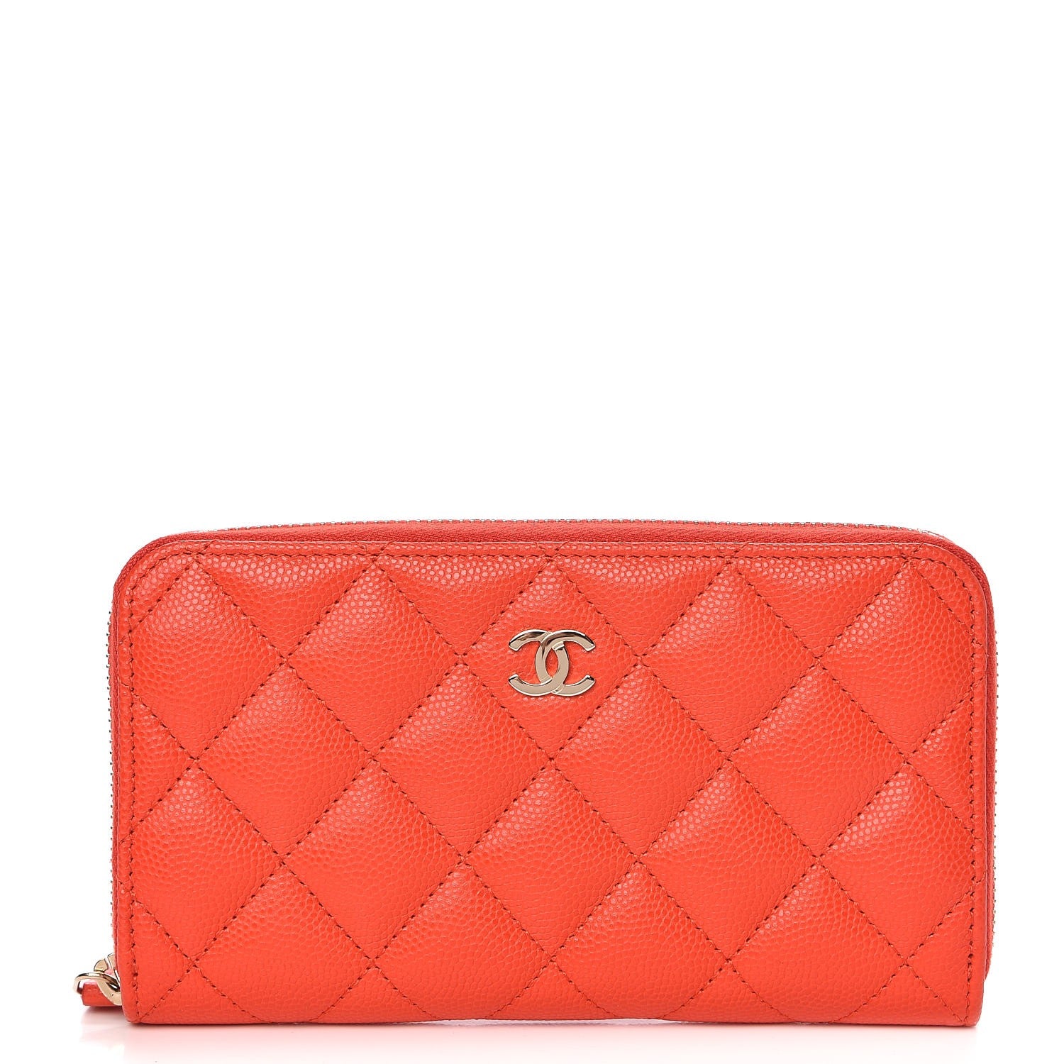 Chanel Iridescent Caviar Quilted Small Zip Around Wallet Orange 1 of 8