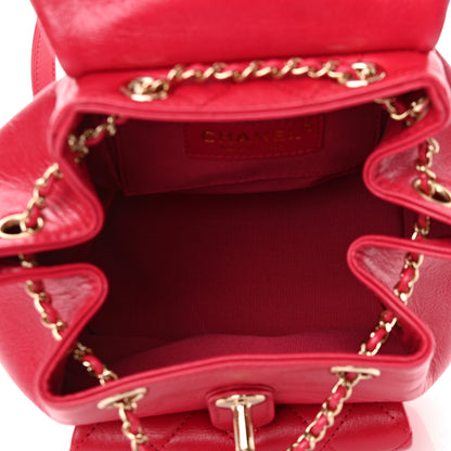 Chanel Glazed Aged Calfskin Quilted Small Duma Drawstring Backpack Red 5 of 10