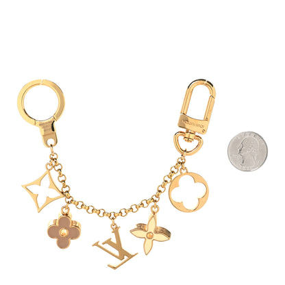 Louis Vuitton Brass Enamel Fleur De Monogram Bag Charm Chain Gold 2 of 4