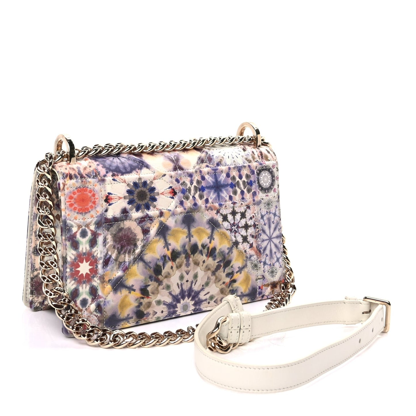 Calfskin Printed Small KaleiDiorscopic Diorama Flap Bag  Latte Multicolor