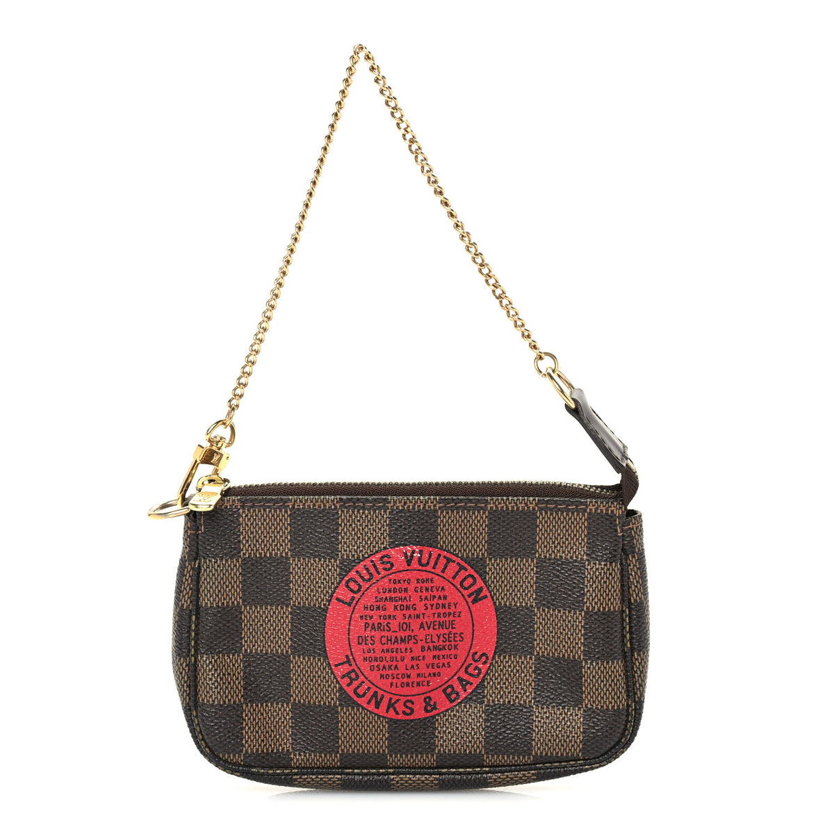 Damier Ebene Complice Trunks and Bags Mini Pochette Accessories Red
