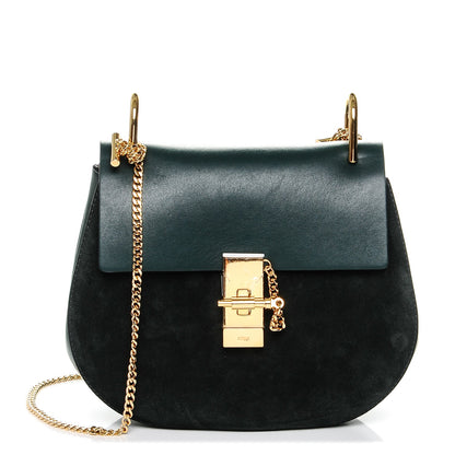 Chloe Suede Smooth Calfskin Drew Shoulder Bag Intense Green 1 of 6