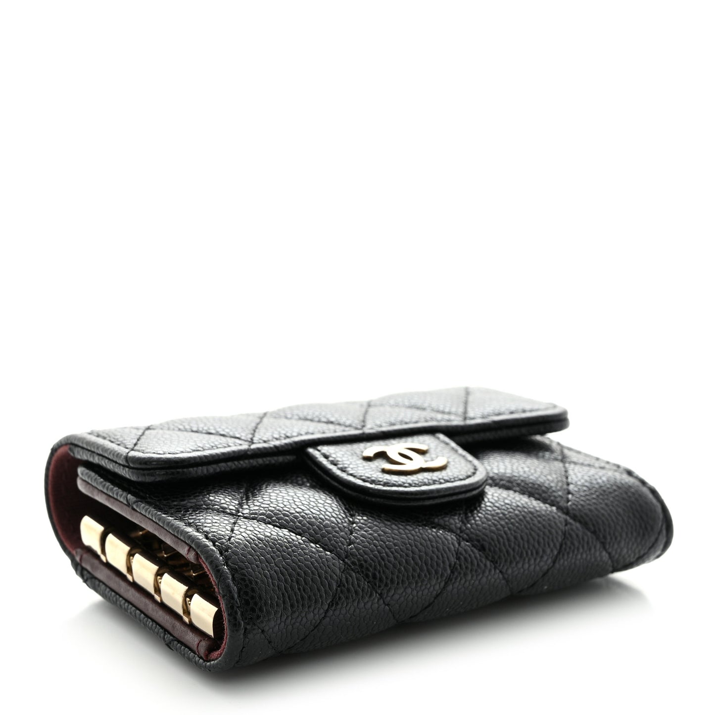 Caviar Quilted Classic 4 Key Holder Wallet Black