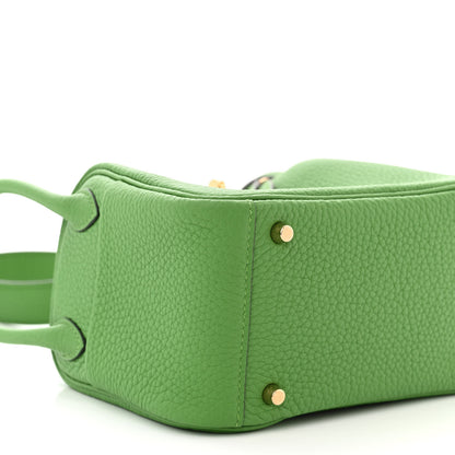 Hermes Taurillon Clemence Mini Lindy 20 Vert Yucca 9 of 11