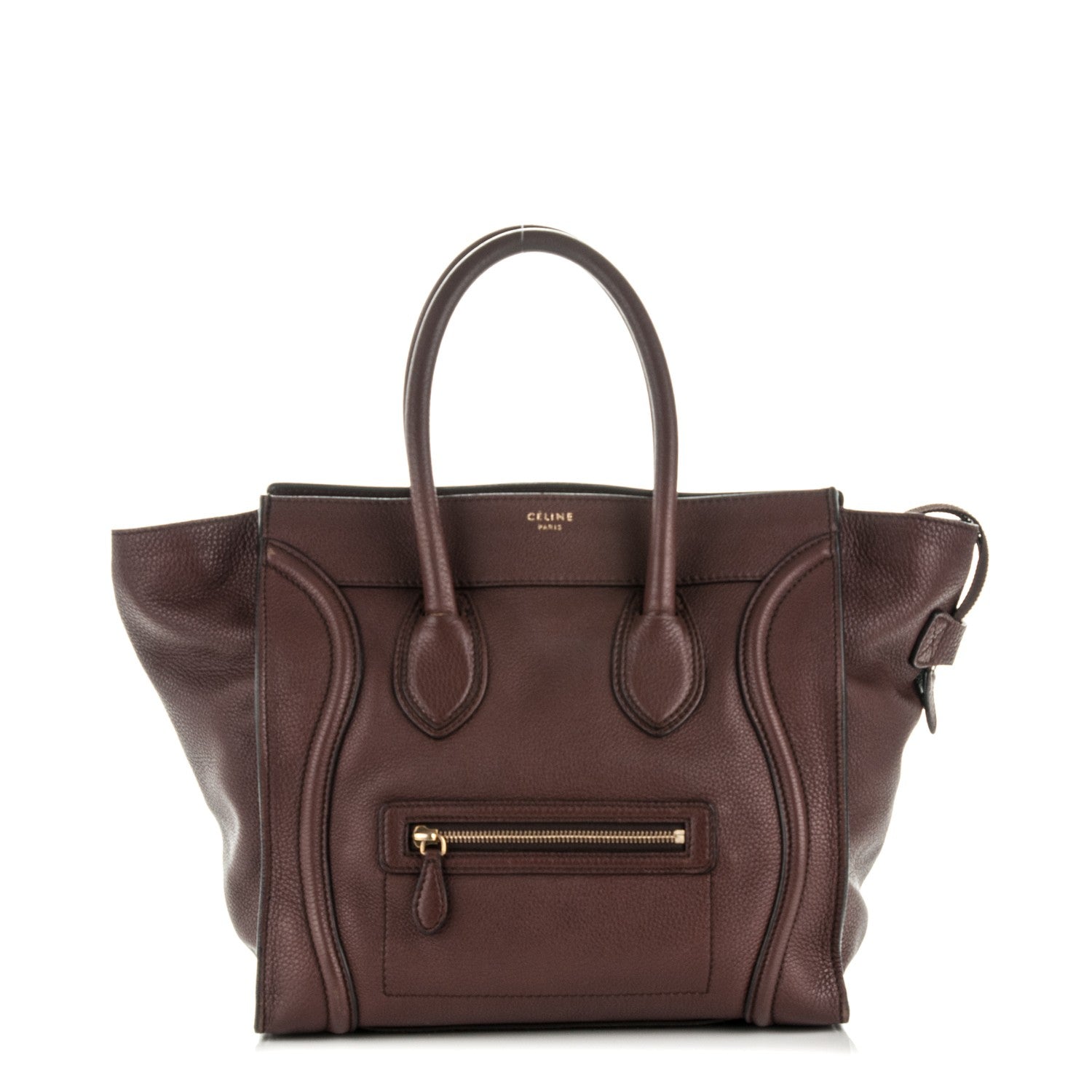 Celine Drummed Calfskin Mini Luggage Dark Brown 1 of 11