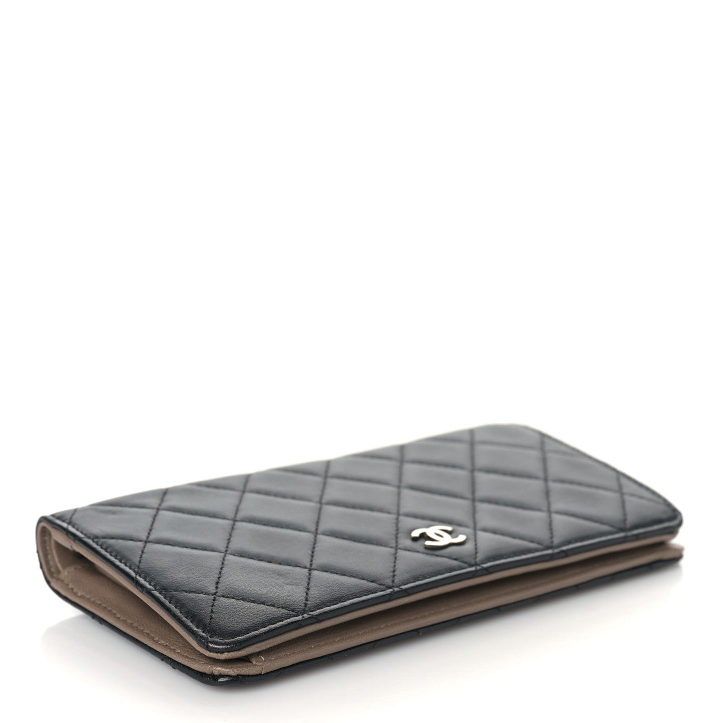 Lambskin Quilted Yen Wallet Black