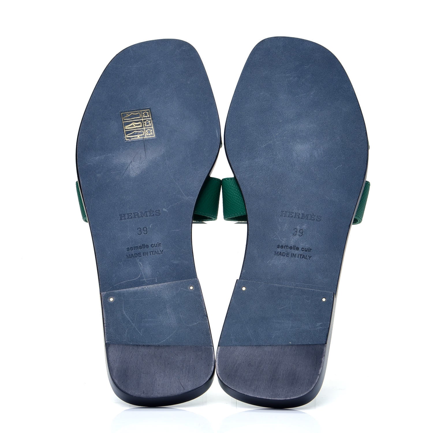 Hermes Epsom Oran Sandals 39 Malachite 7 of 9
