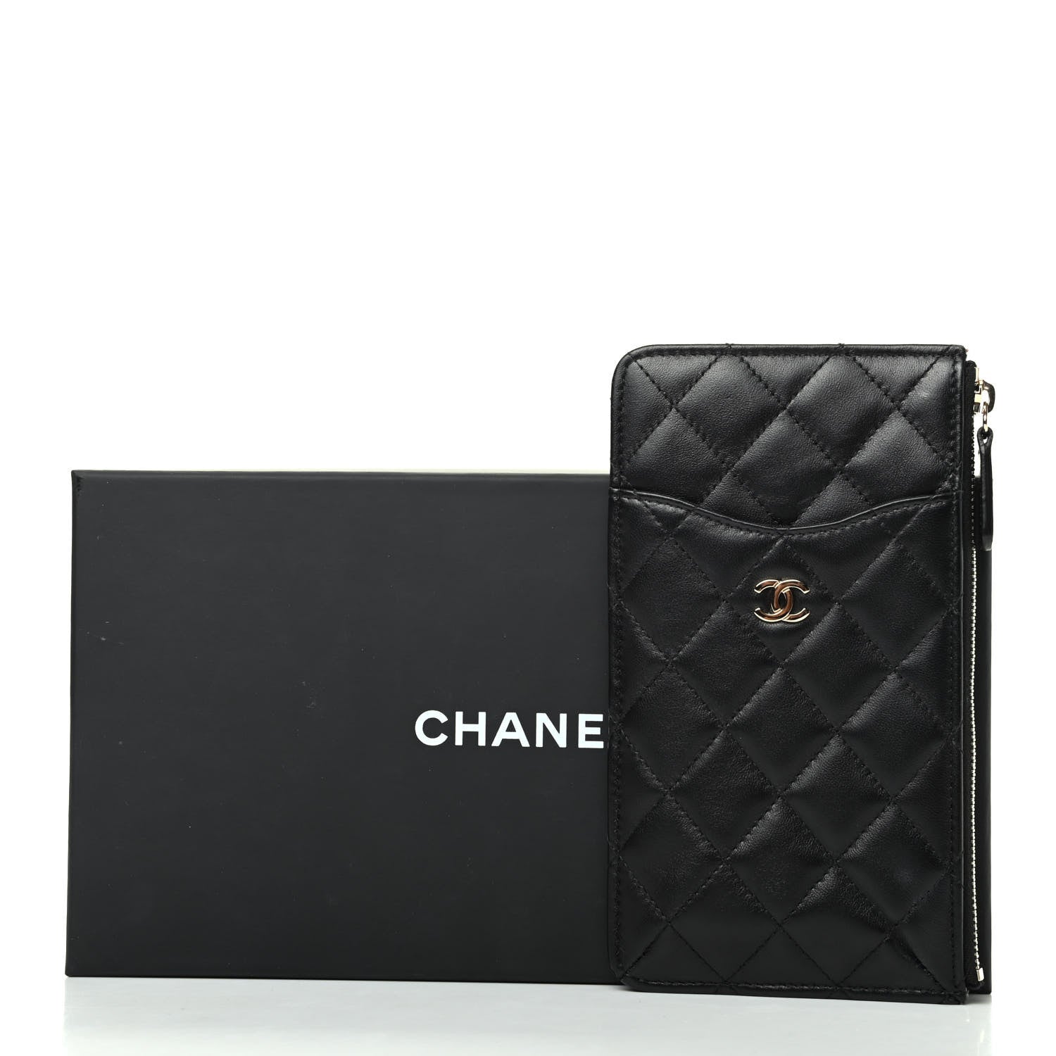 Chanel Lambskin Quilted Classic Flat Wallet Pouch Black 8 of 8