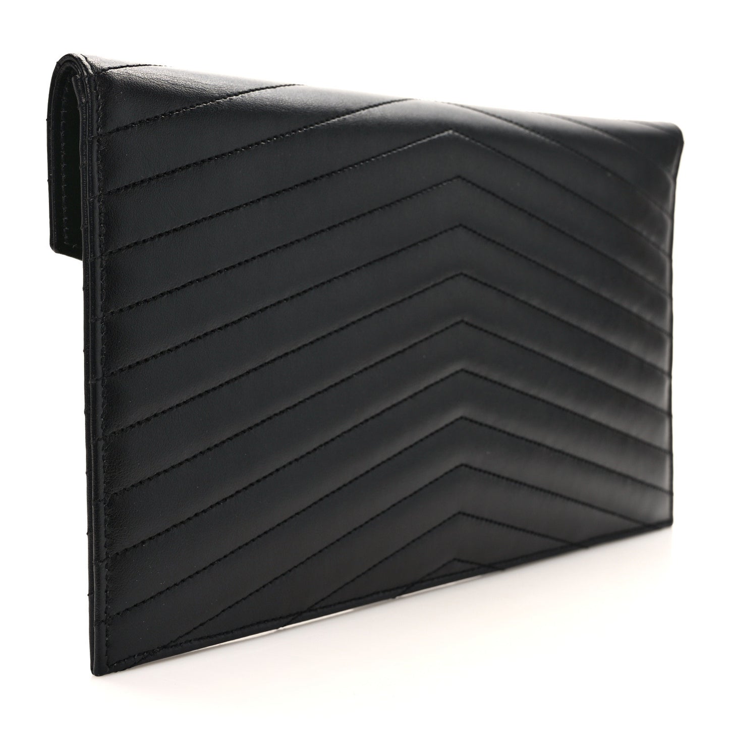 Calfskin Matelasse Chevron Monogram Uptown Clutch Black