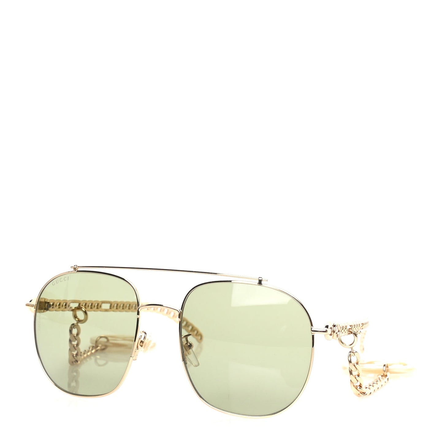 Aviator Charm Chain Sunglasses GG0727S  Gold Green