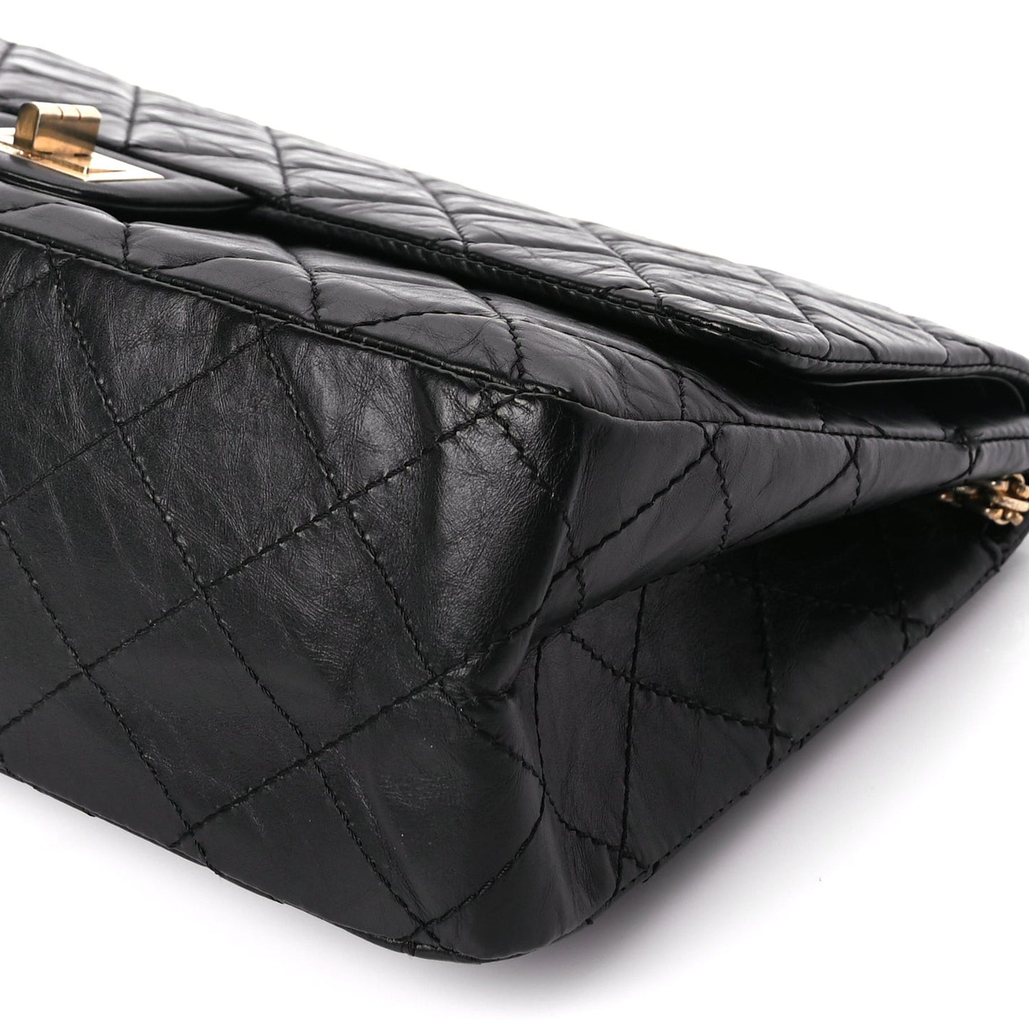 Aged Calfskin Quilted 2.55 Reissue 227 Flap Black