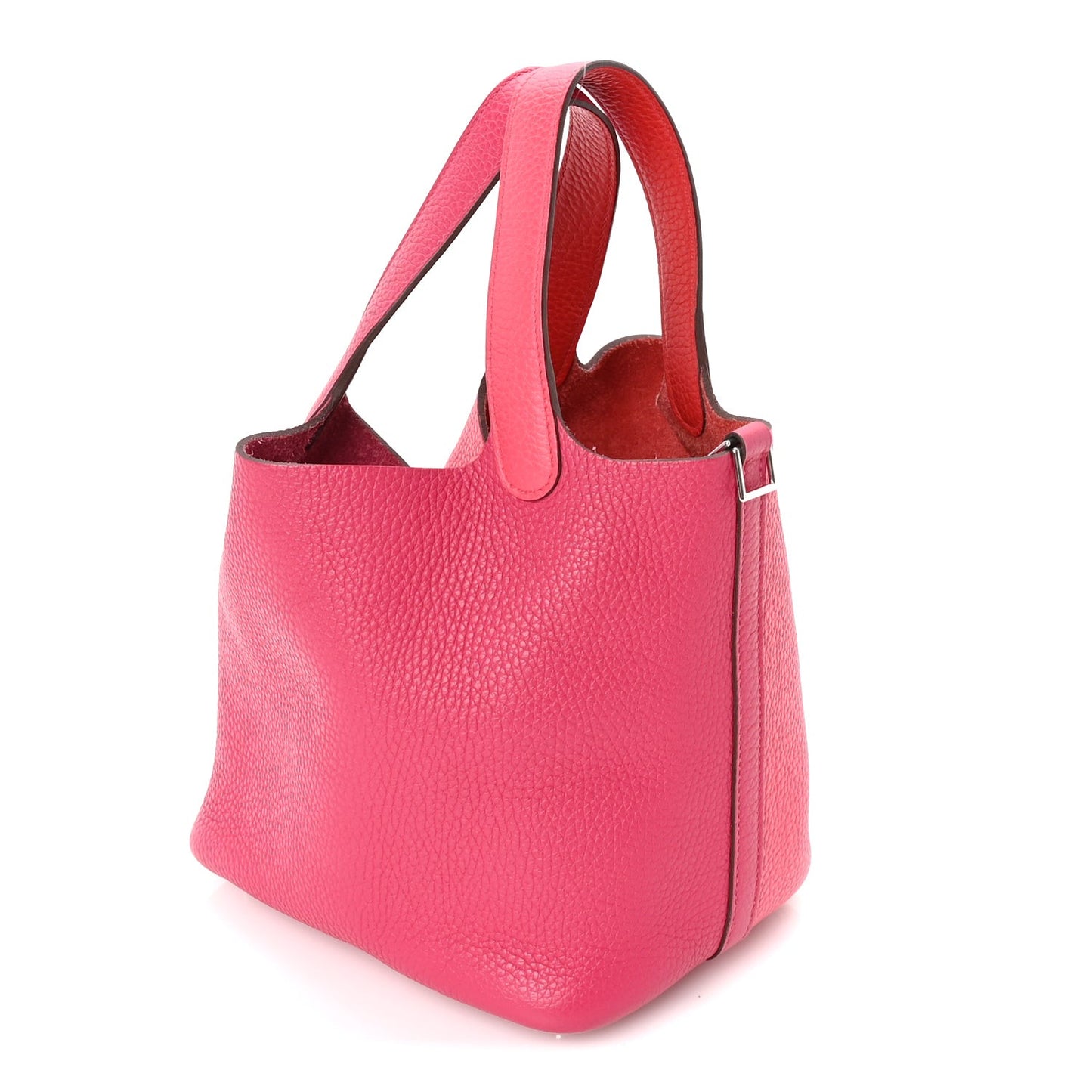 Taurillon Clemence Tri-Color Picotin Lock 18 PM Rose Extreme Rose Mexico Rouge De Coeur