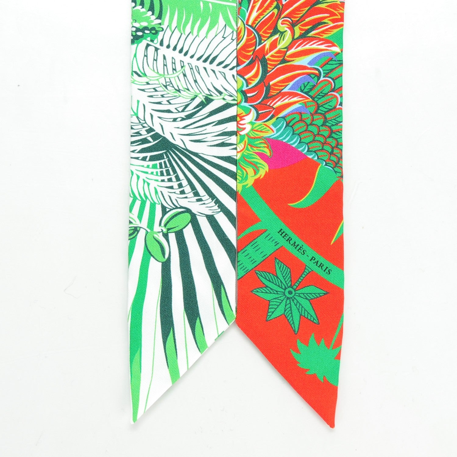 Hermes Silk Mythiques Phoenix Coloriages Twilly Blanc Vert Rouge 4 of 6