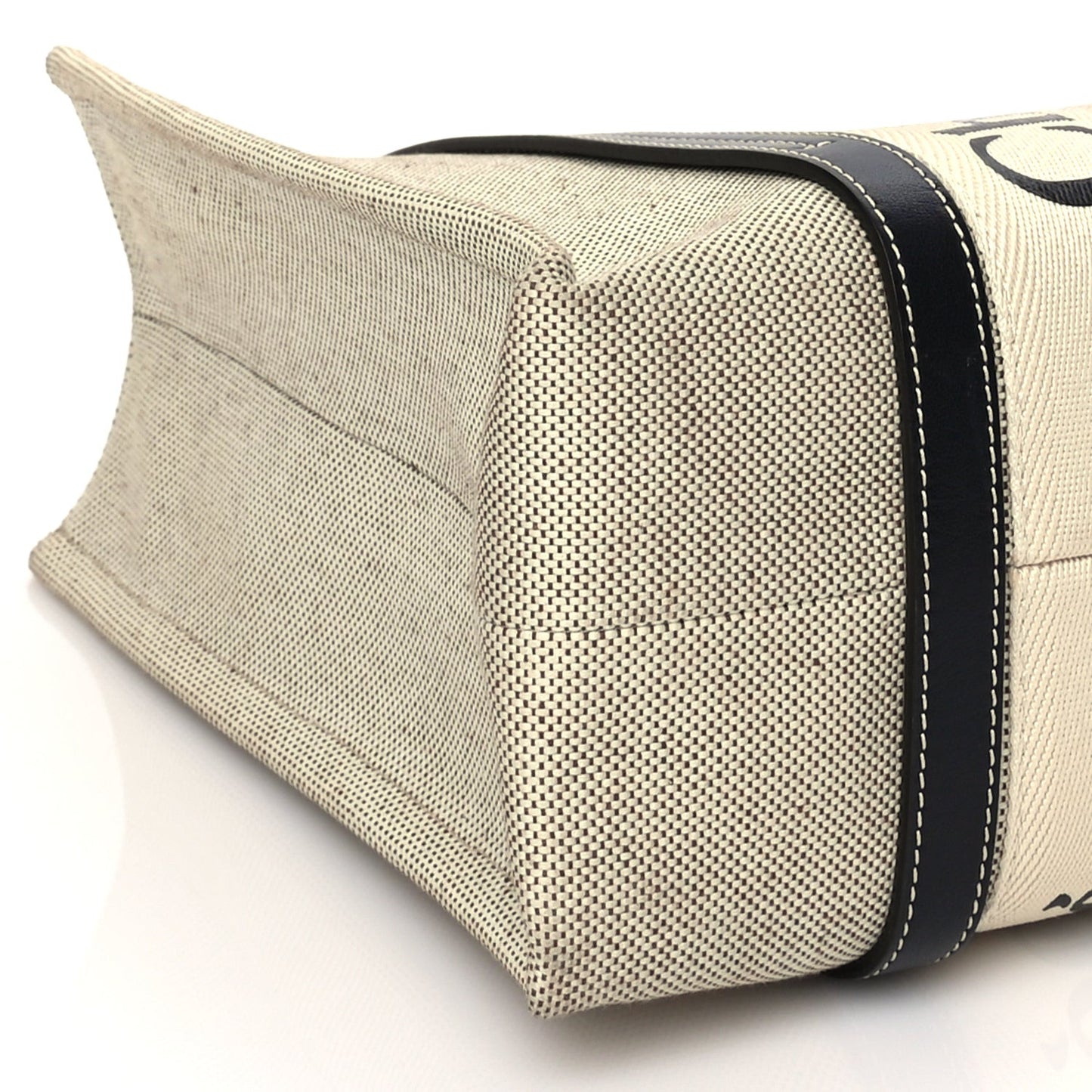Cotton Calfskin Medium Woody Ribbon Tote White Brown