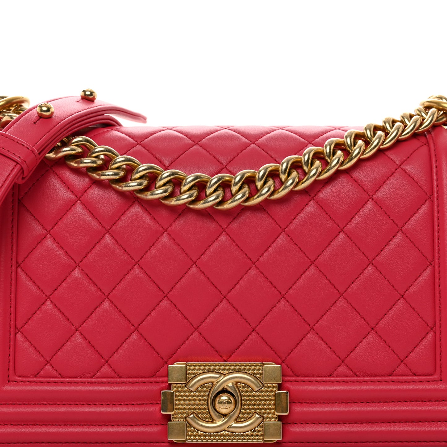 Lambskin Quilted Medium Boy Flap Fuchsia