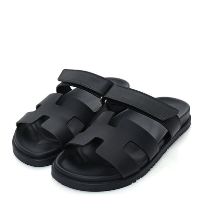 Hermes Calfskin Womens Chypre Sandals 38 Black 2 of 7