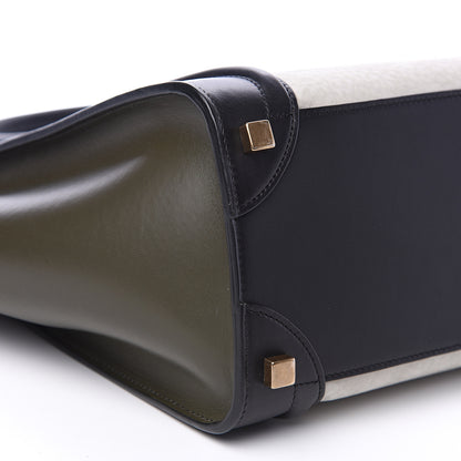 Celine Nubuck Smooth Calfskin Micro Tri-Color Luggage Olive 10 of 11