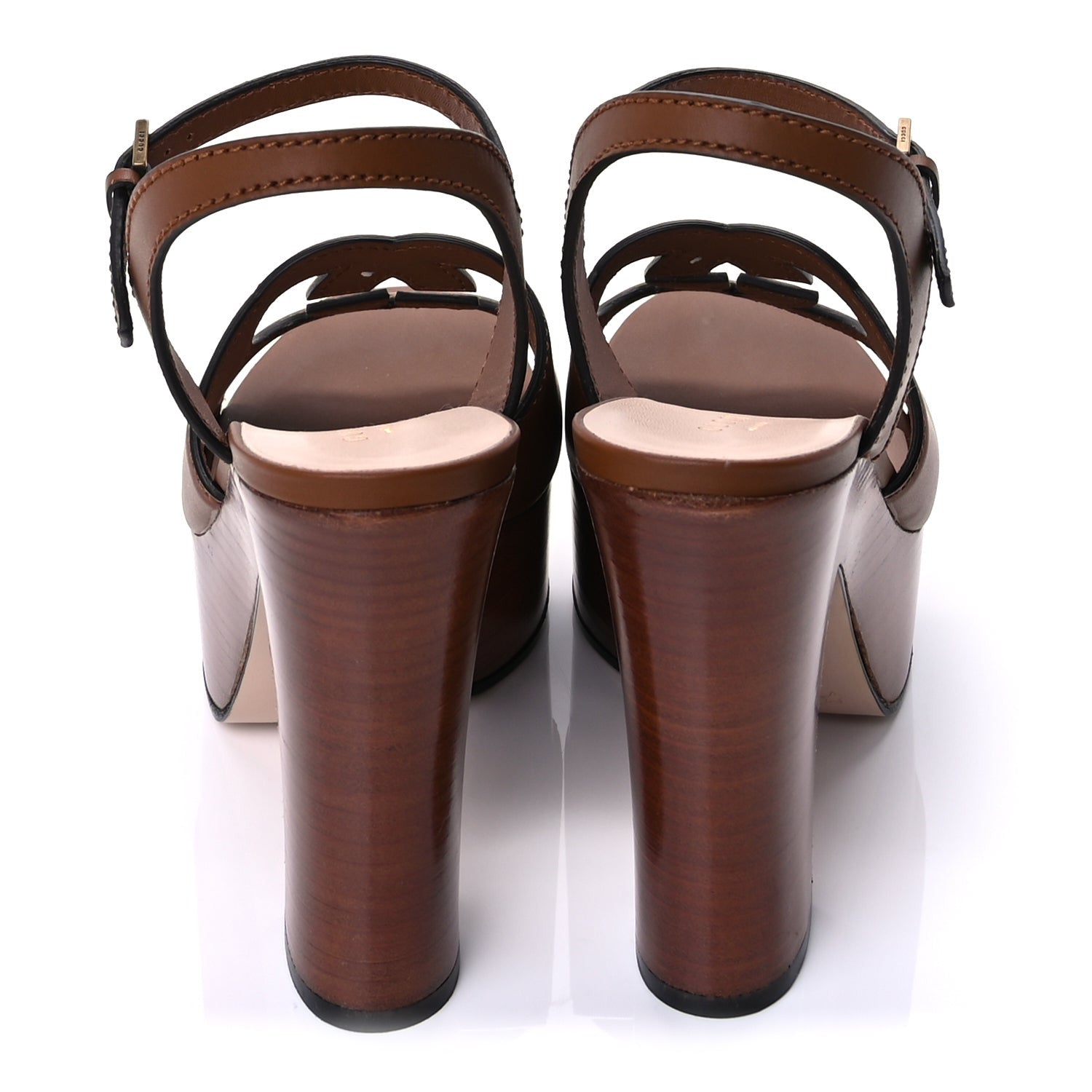 Gucci Cosmos Softy Calfskin Wooden InterLocking G Cut-Out 30/120mm Platform Sandals 37  Cuir 5 of 9