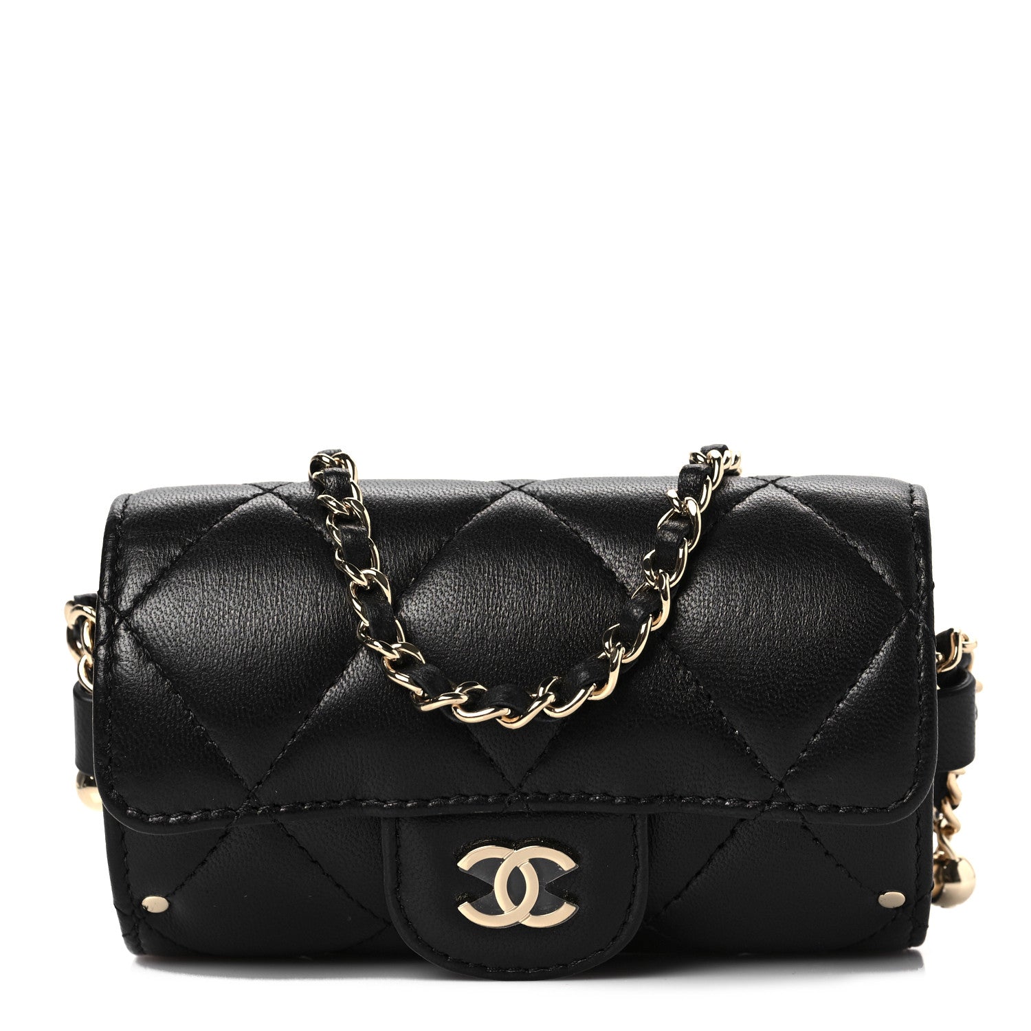 Chanel Lambskin Quilted Box Of Secrets Card Holder With Chain Black 1 of 6