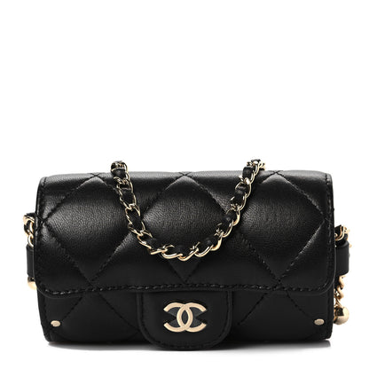 Chanel Lambskin Quilted Box Of Secrets Card Holder With Chain Black 1 of 6