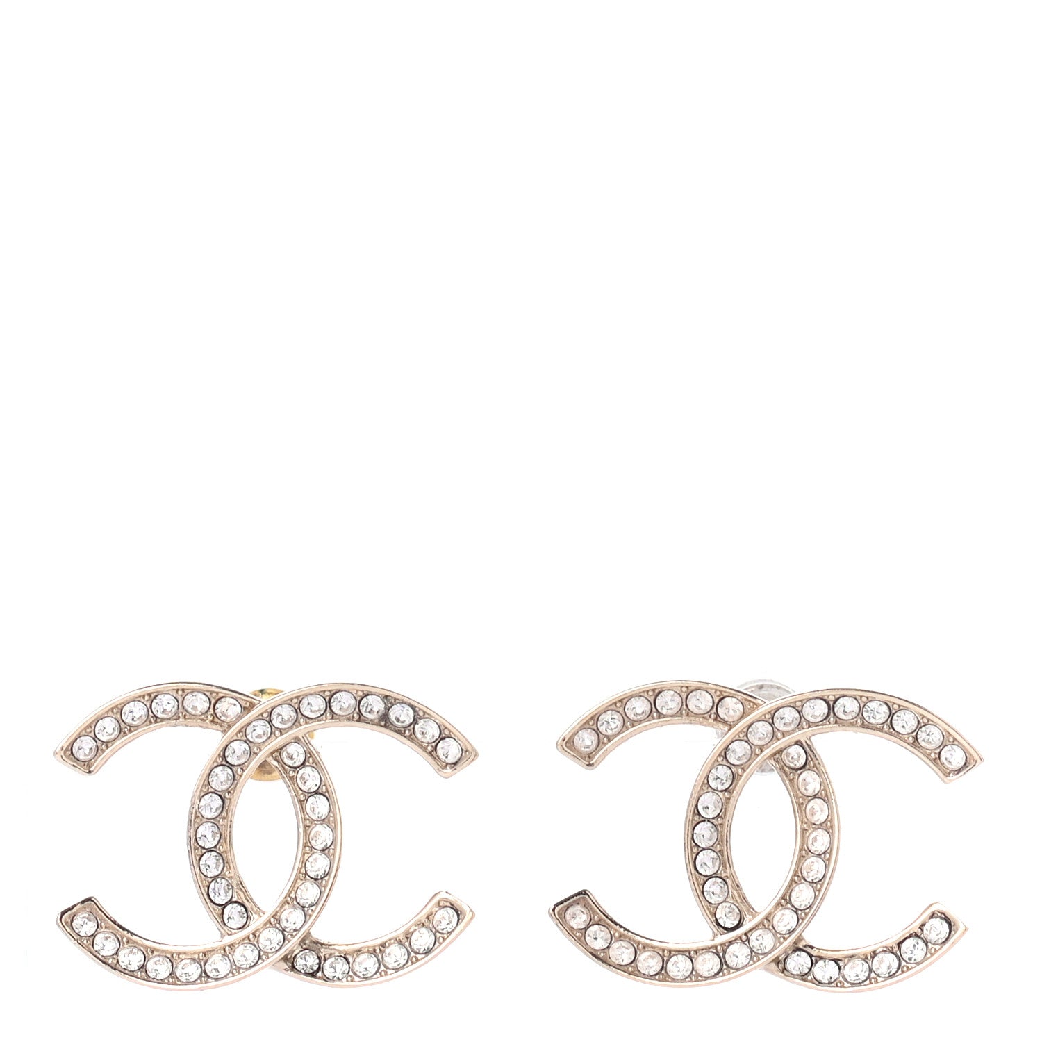 Chanel Crystal Large CC Earrings Gold 1 of 4