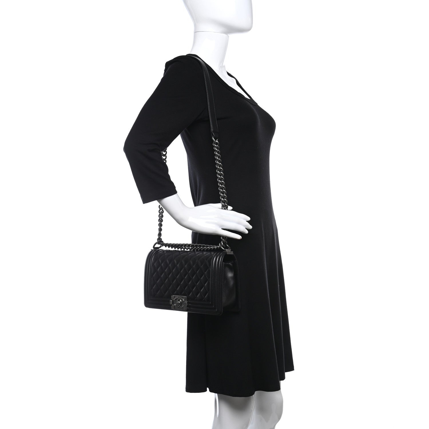 Chanel Caviar Quilted Medium Boy Flap Black 2 of 10