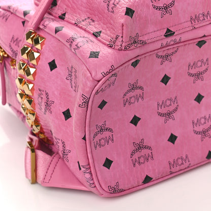 MCM Visetos Small Side Stud Stark Backpack Pink 7 of 9