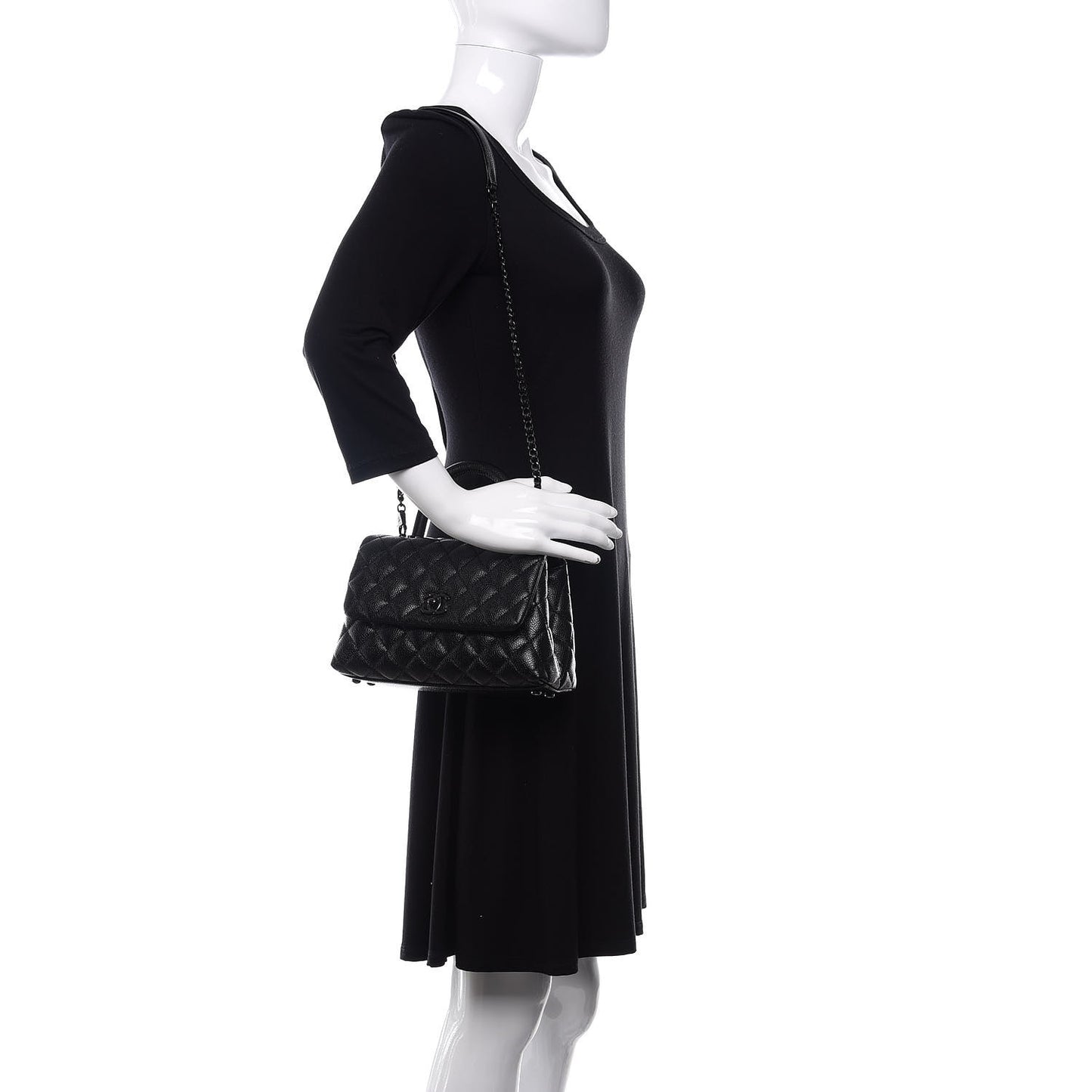 Caviar Quilted Mini Coco Handle Flap So Black