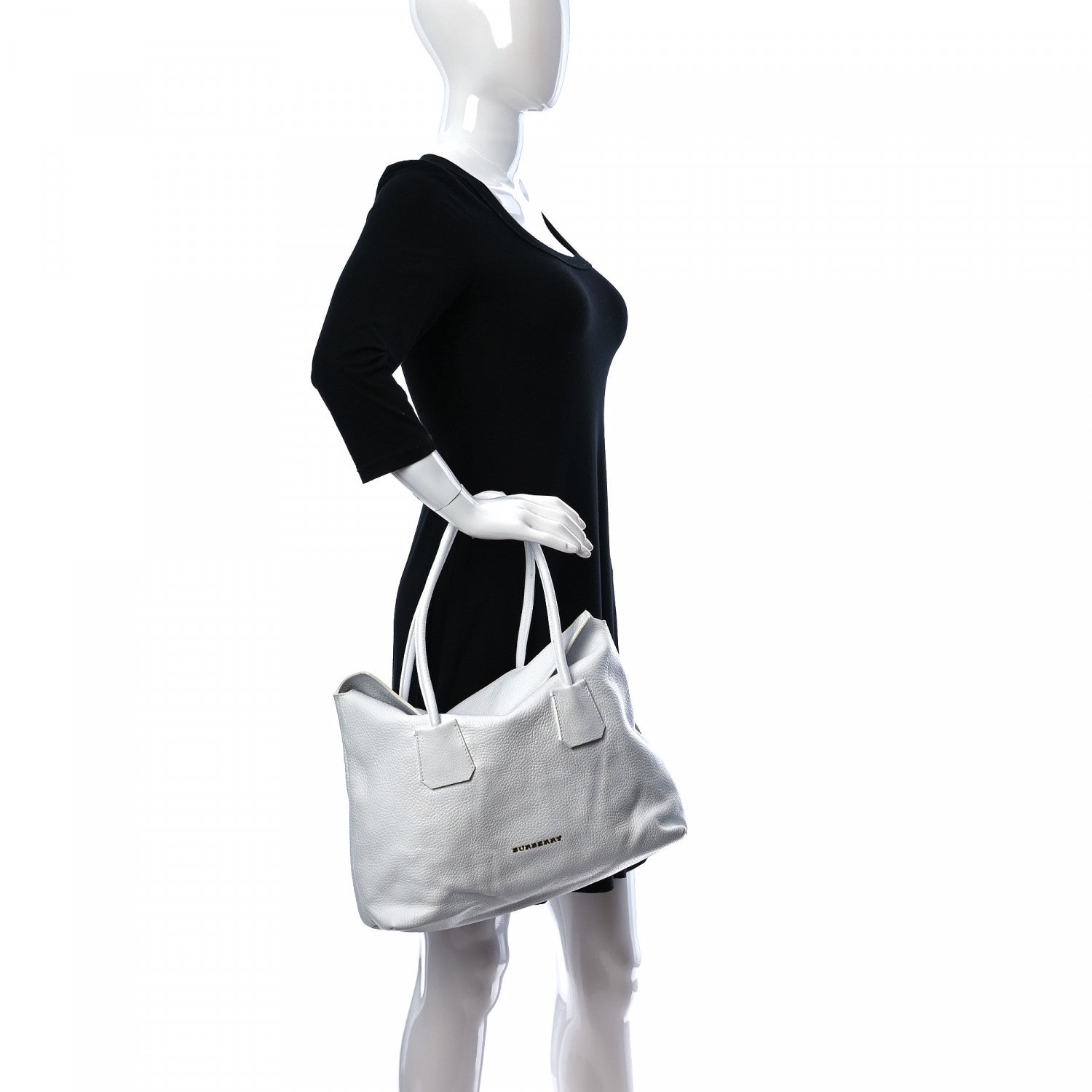 Burberry London Grainy Calfskin Medium Baynard Tote White 2 of 14