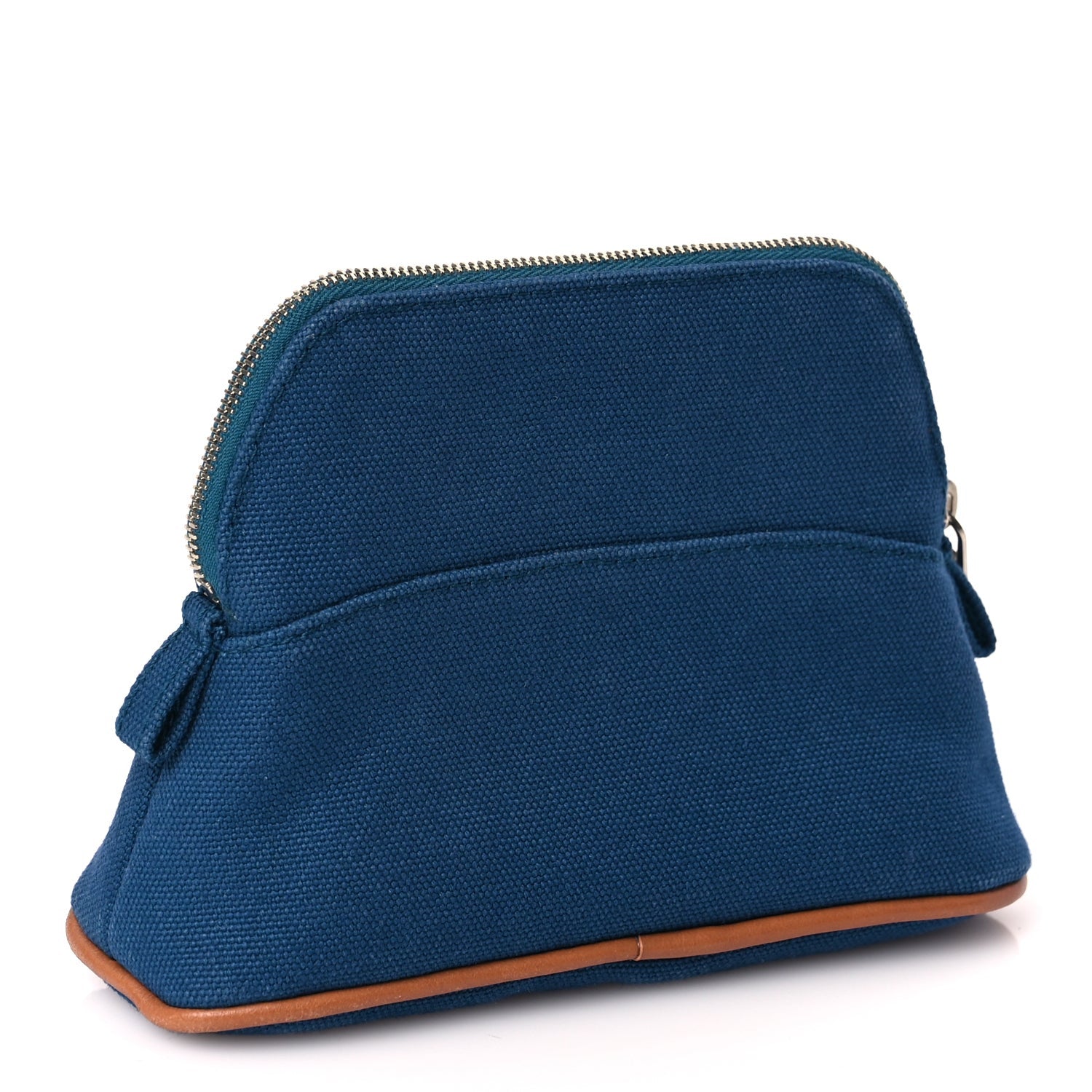 Hermes Cotton Canvas Mini Mini Bolide Travel Cosmetic Pouch Bleu De Prusse 2 of 8