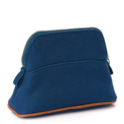Hermes Cotton Canvas Mini Mini Bolide Travel Cosmetic Pouch Bleu De Prusse 2 of 8