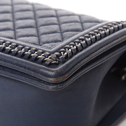 Chanel Calfskin Quilted Medium Top Handle Boy Flap Blue 9 of 12