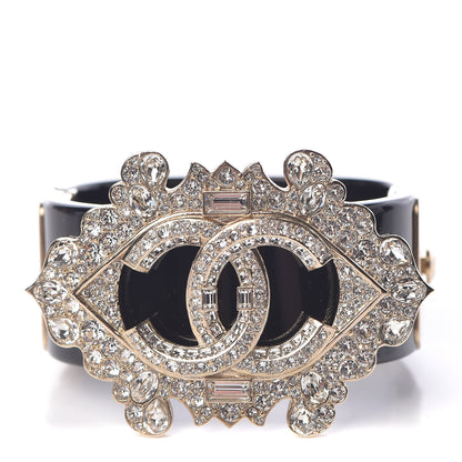 Chanel Resin Crystal CC Cuff Black 1 of 5