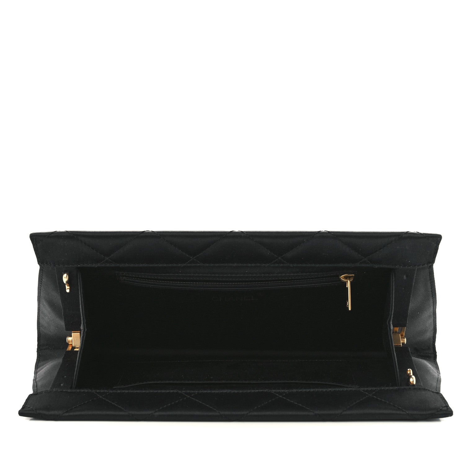 Chanel Satin Quilted Frame Clutch Black 5 of 10