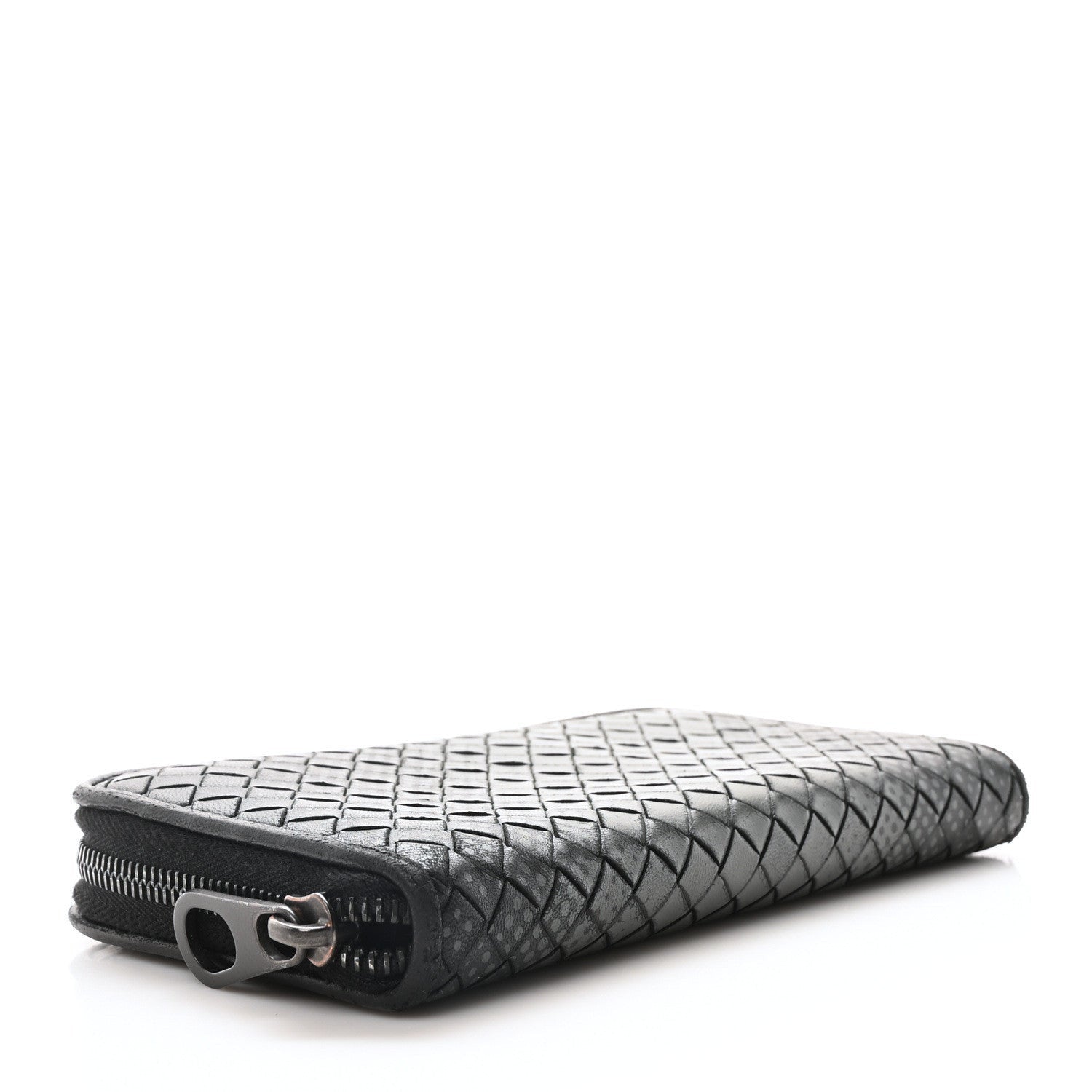 Bottega Veneta Nappa Intrecciato Dot Zip Around Wallet Black Grey 4 of 7