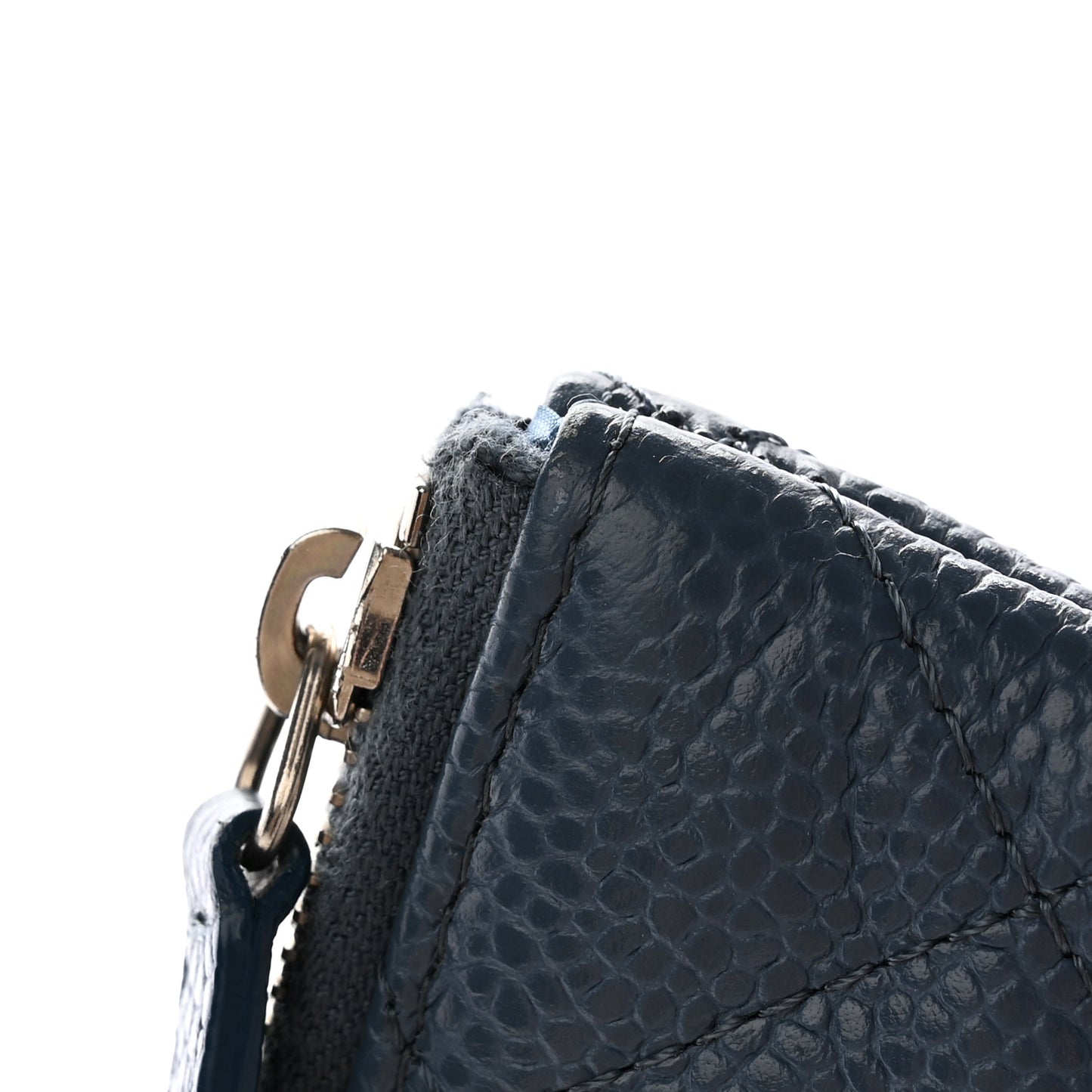 Caviar Quilted Large Cosmetic Case Dark Blue