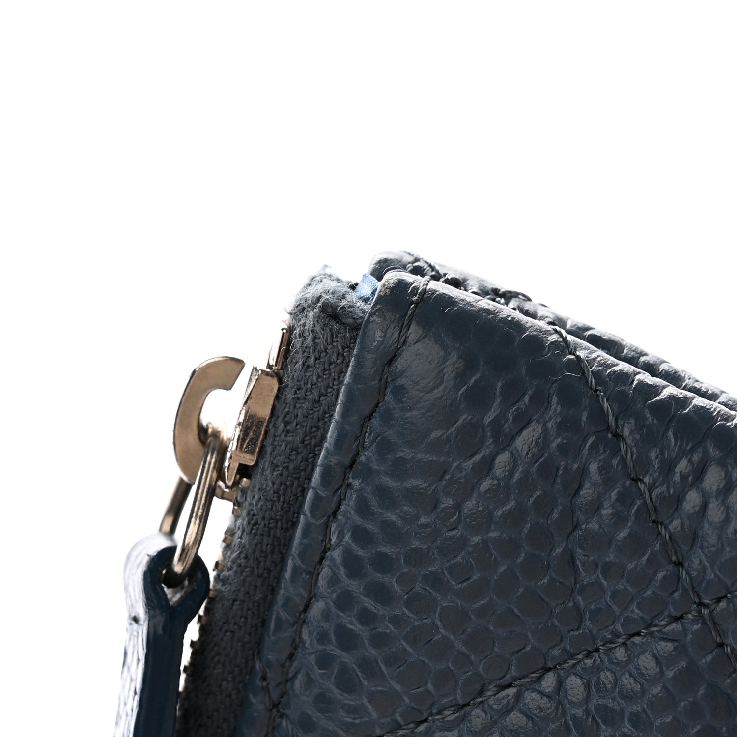 Chanel Caviar Quilted Large Cosmetic Case Dark Blue 9 of 10