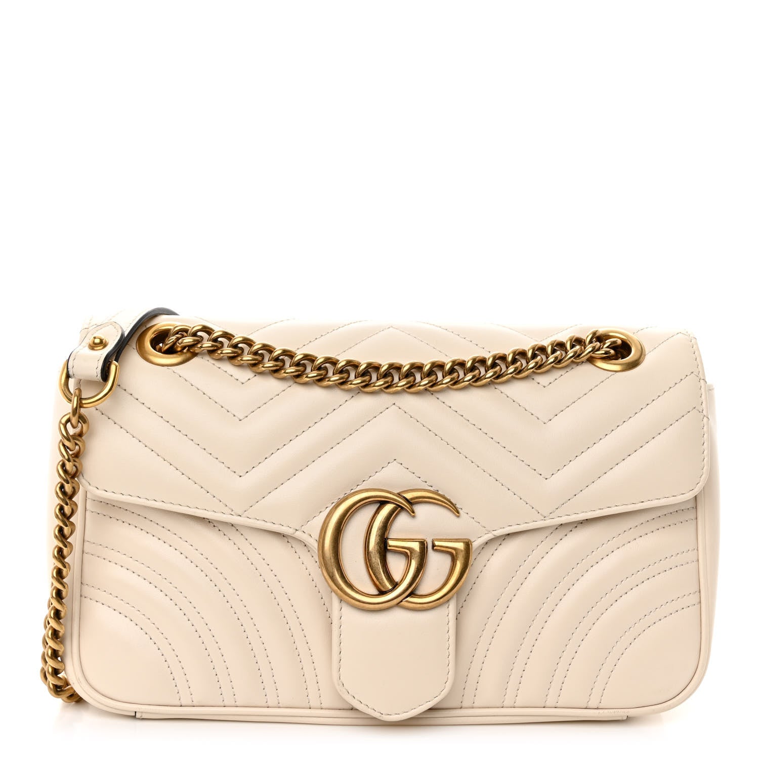 Gucci Calfskin Matelasse Small GG Marmont Shoulder Bag White 1 of 9
