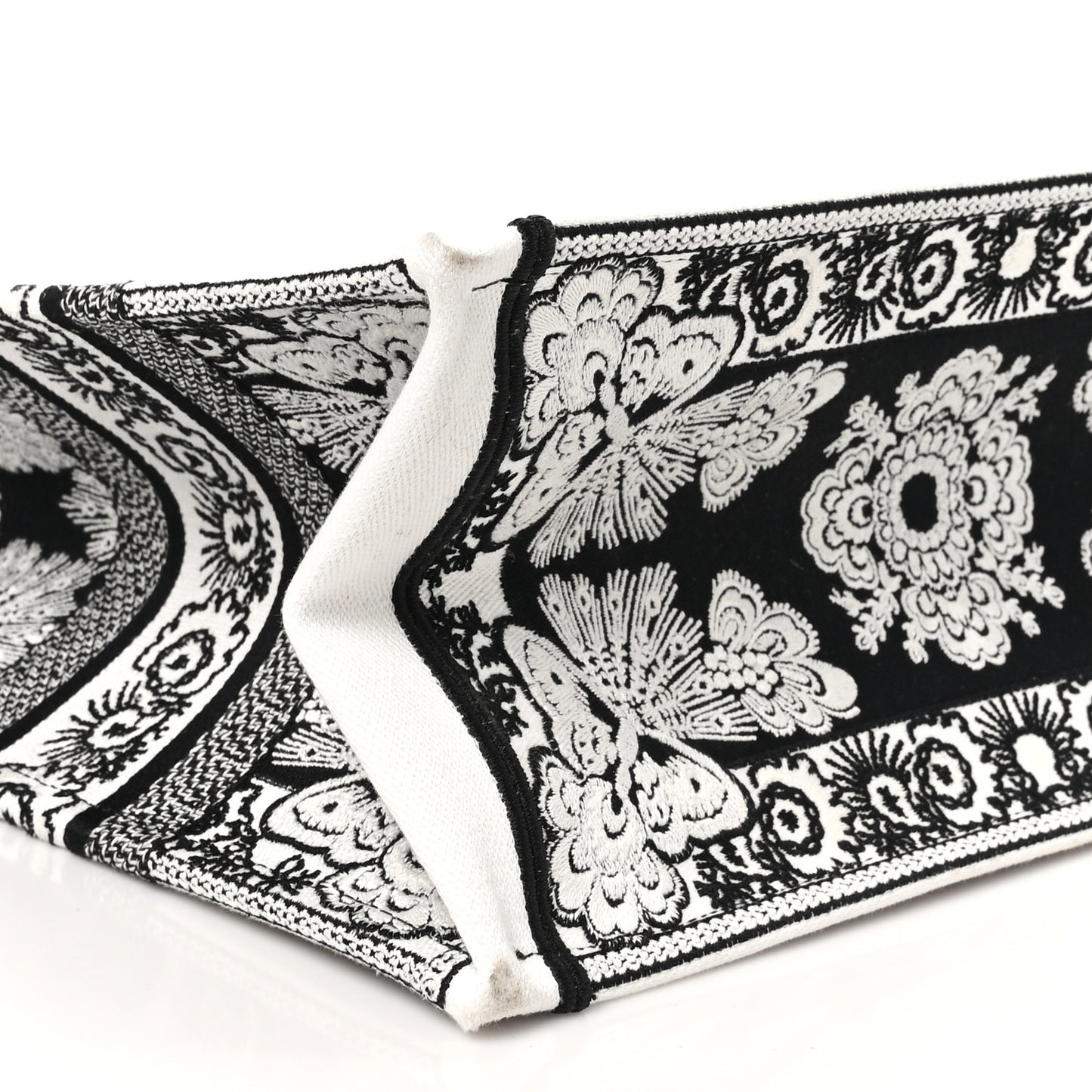 Canvas Butterfly Bandana Embroidered Medium Book Tote Black White