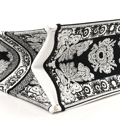 Christian Dior Canvas Butterfly Bandana Embroidered Medium Book Tote Black White 9 of 10