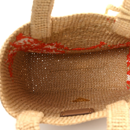 Prada Raffia Floral Small Logo Tote Naturale Arancio Naturale Arancio 5 of 7