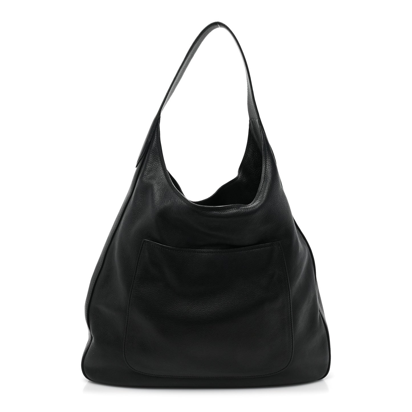 Vitello Daino Medium Pocket Hobo Bag Black