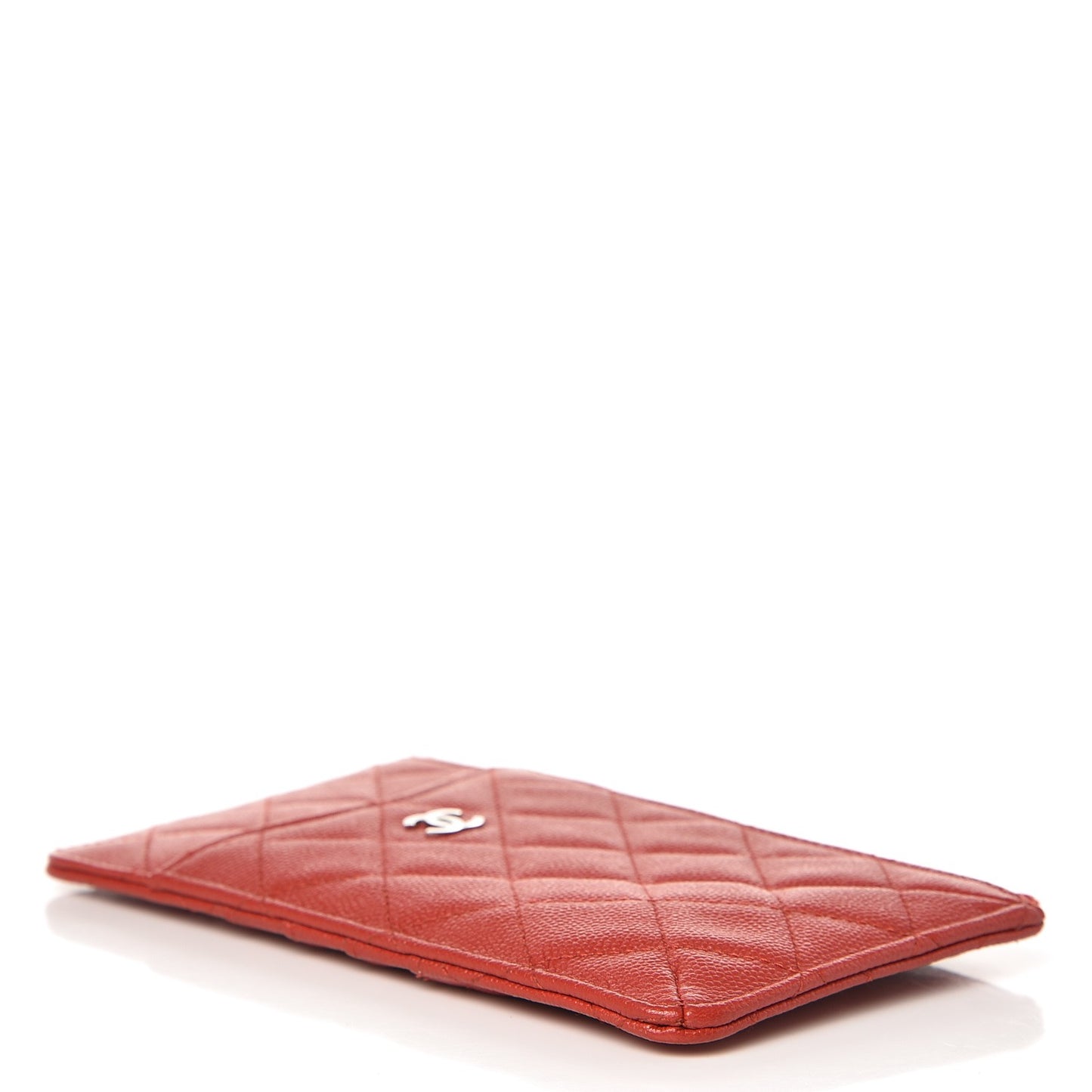 Caviar Quilted Flat Wallet Pouch Red