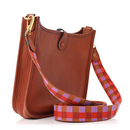 Hermes Taurillon Clemence Maxi Quadrille Evelyne TPM Cuivre Capucine Parme Rouge Duchess 2 of 7
