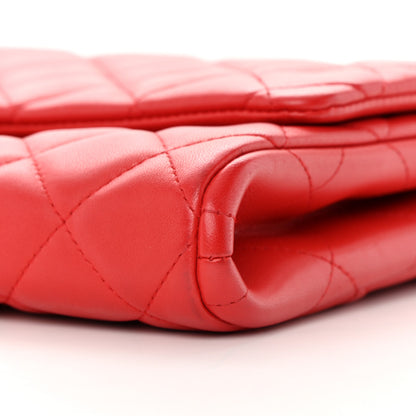 Chanel Lambskin Quilted Clutch with Chain Flap Red 10 of 15