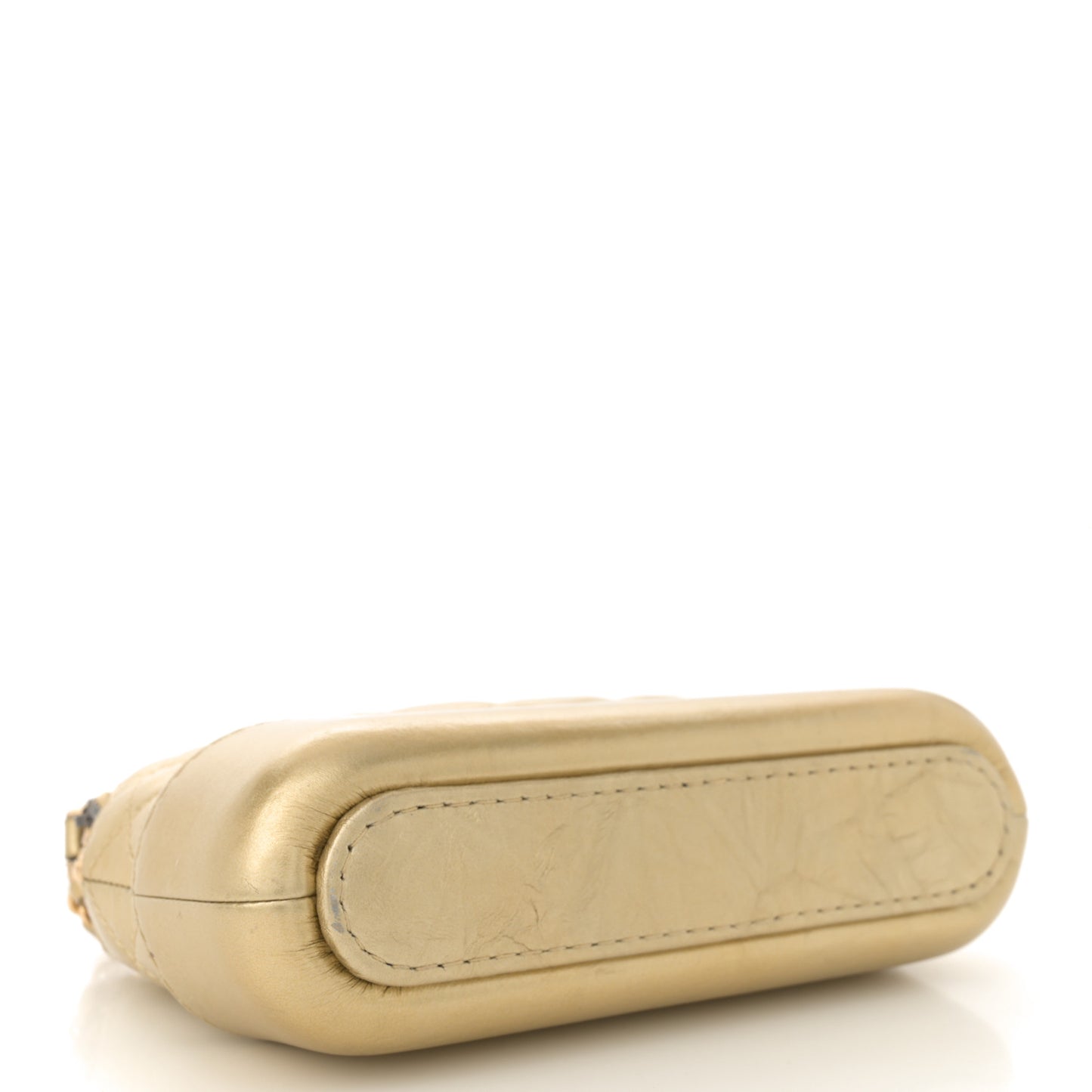 Metallic Aged Calfskin Quilted Small Gabrielle Clutch With Chain Gold