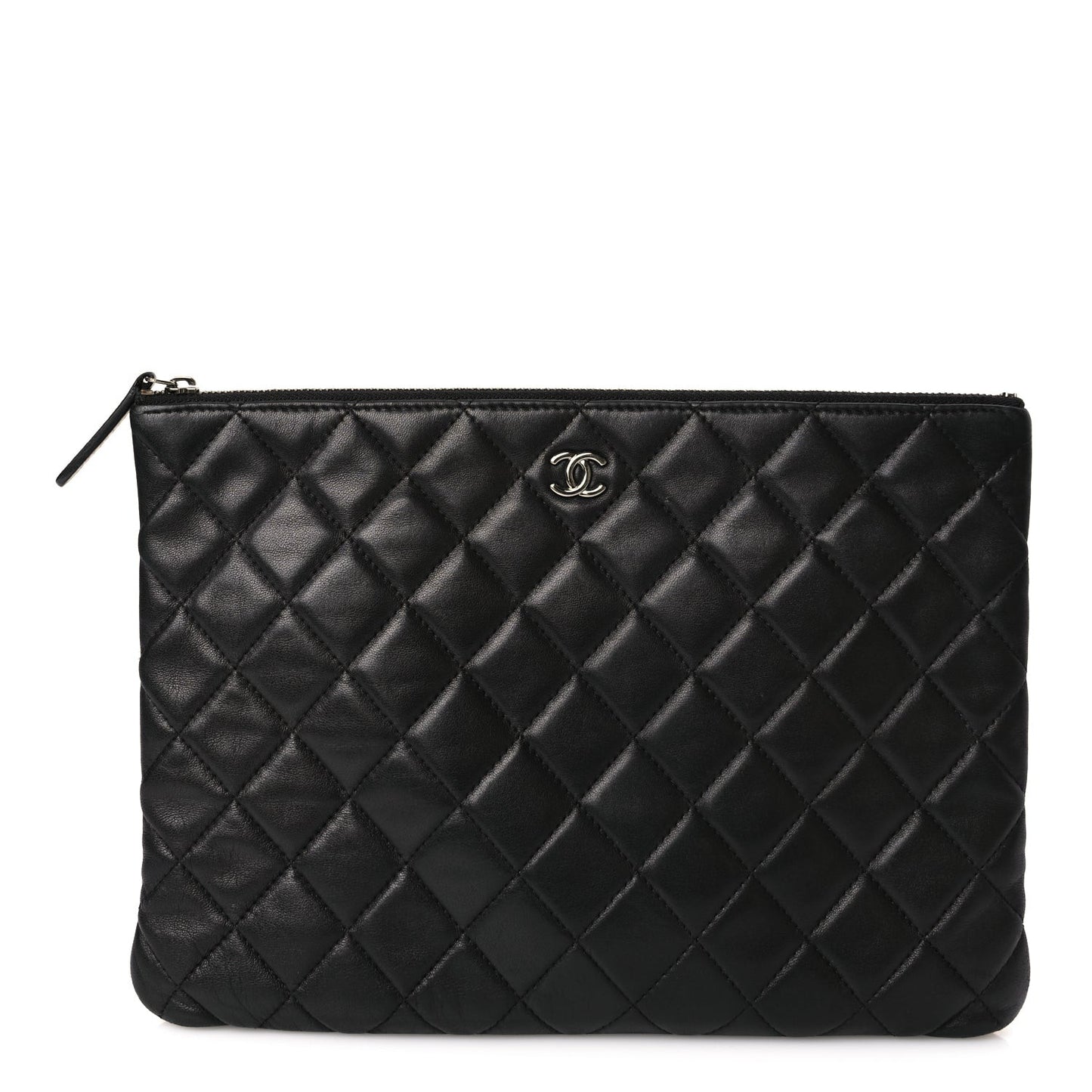Lambskin Quilted Medium Cosmetic Case Black